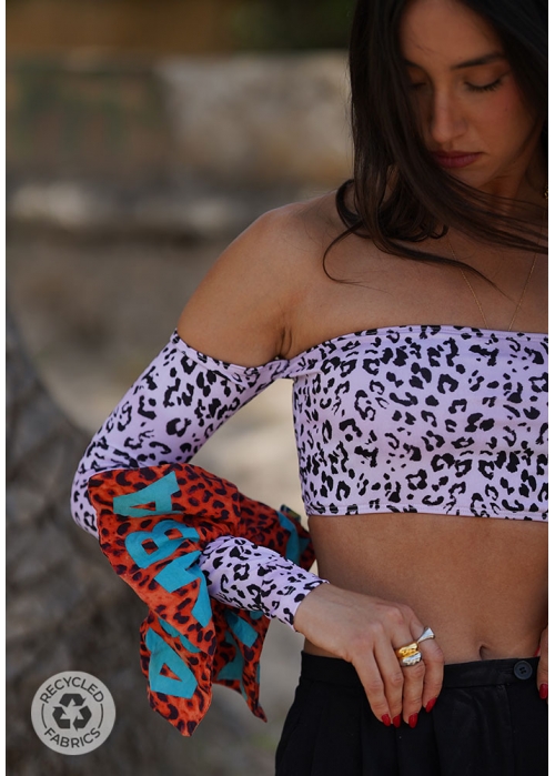 Top Andrea mangas pink leopard (Reciclado)