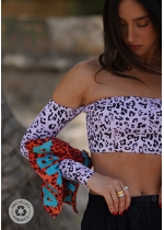 Top Andrea mangas pink leopard (Reciclado)